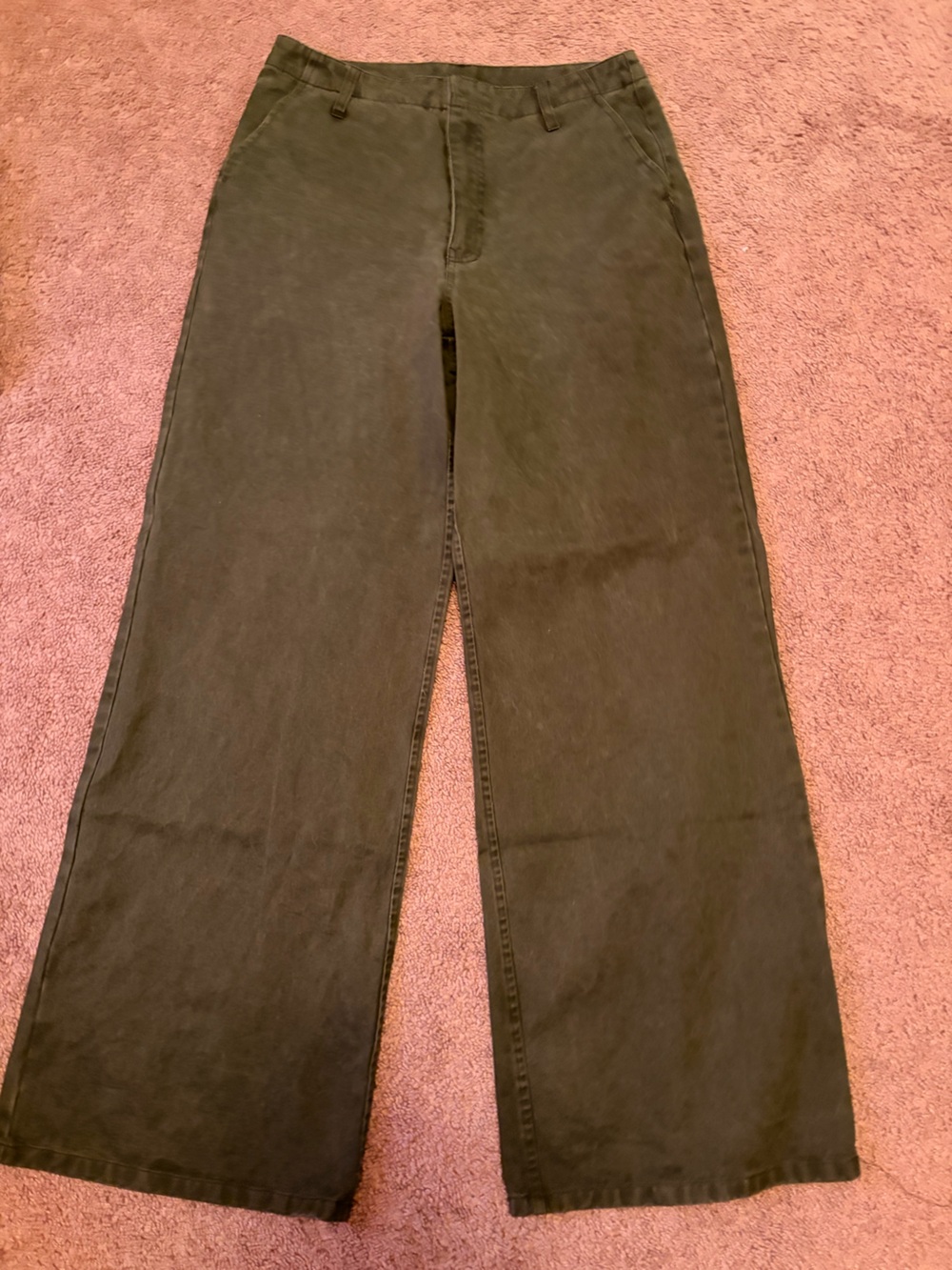 Francesca's Collections Olive Green Wide-Leg Jeans